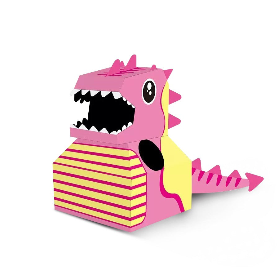 DIY Assembling dinosaur costumes in cardboard boxes